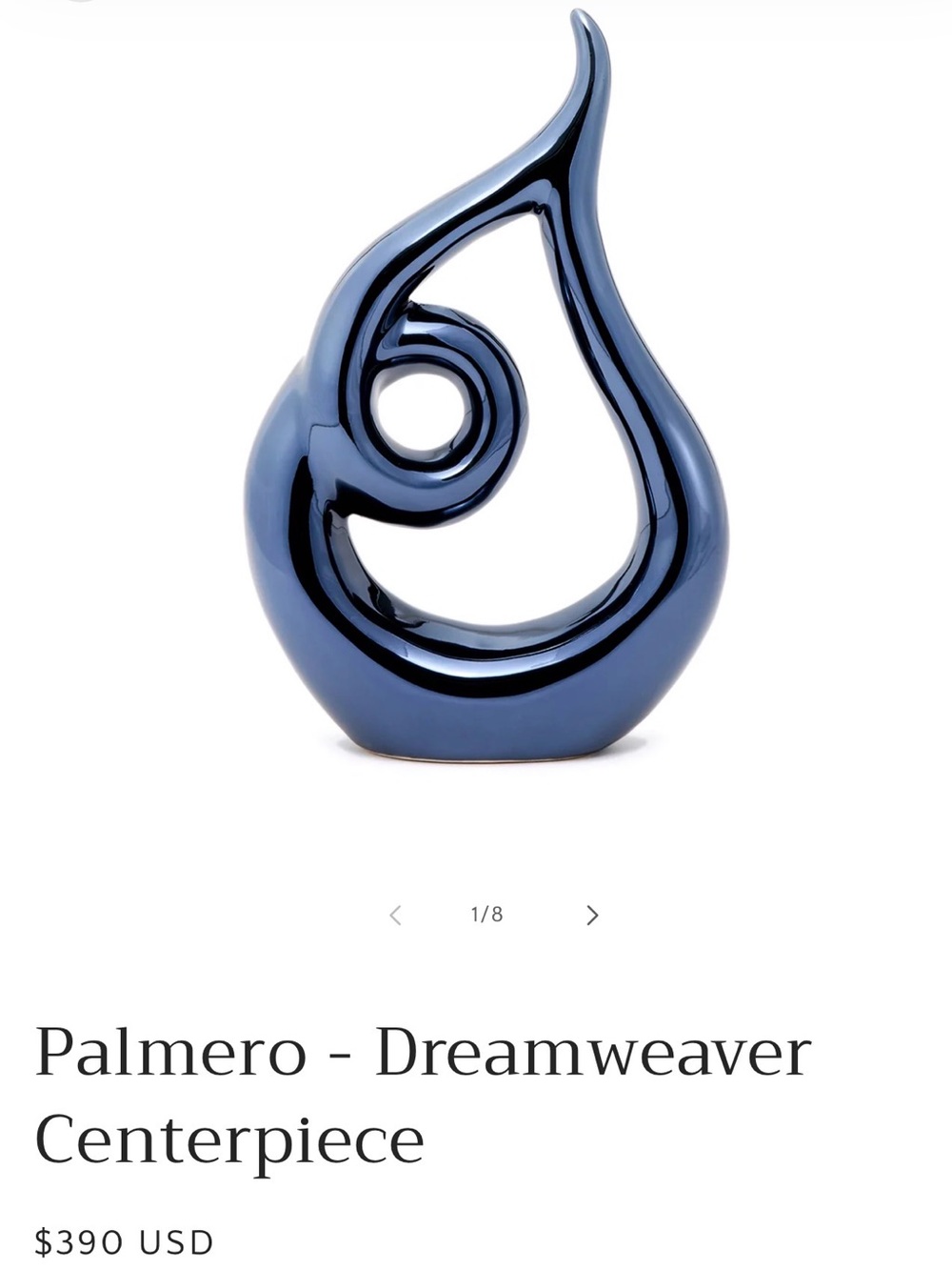 Glossy Ceramic Sculpture - Blue Accent